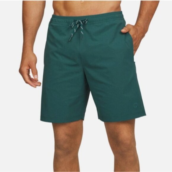 NEW Lands End Mens XL Green Swim Shorts With UPF 50 Quick Dry & Built-In Boxer - Picture 1 of 10